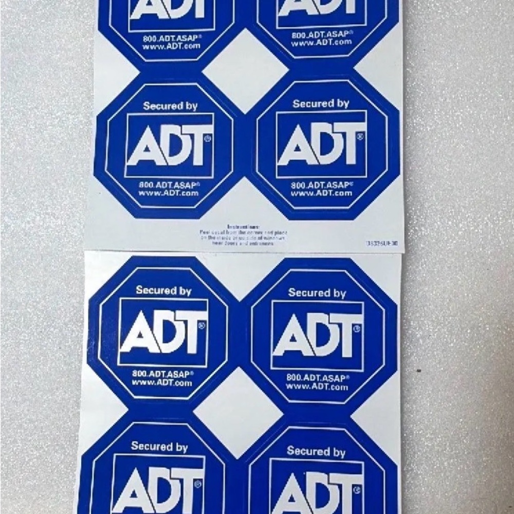 ADT Security Window Stickers Decals 2‎ Sheets of 4 8 in total 2” across